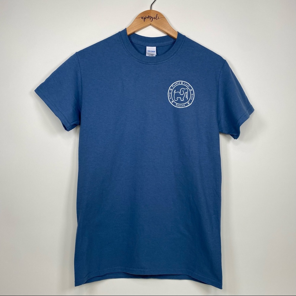 Puppie Love Gildan Short Sleeve Rescue Tee Top Blue Size Small
